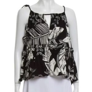 See By Chloe Tropical Palm Print Shoulder Tie Sleeveless Tank Small NWT